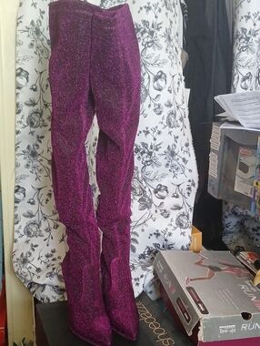 Shoe Dazzle Sparkling Plum Over-the-Knee Boots